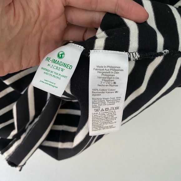 LIKE-NEW JCrew Black and White Stripe Bell-Sleeve T-Shirt Shirt Top, Size Small - Picture 6 of 10